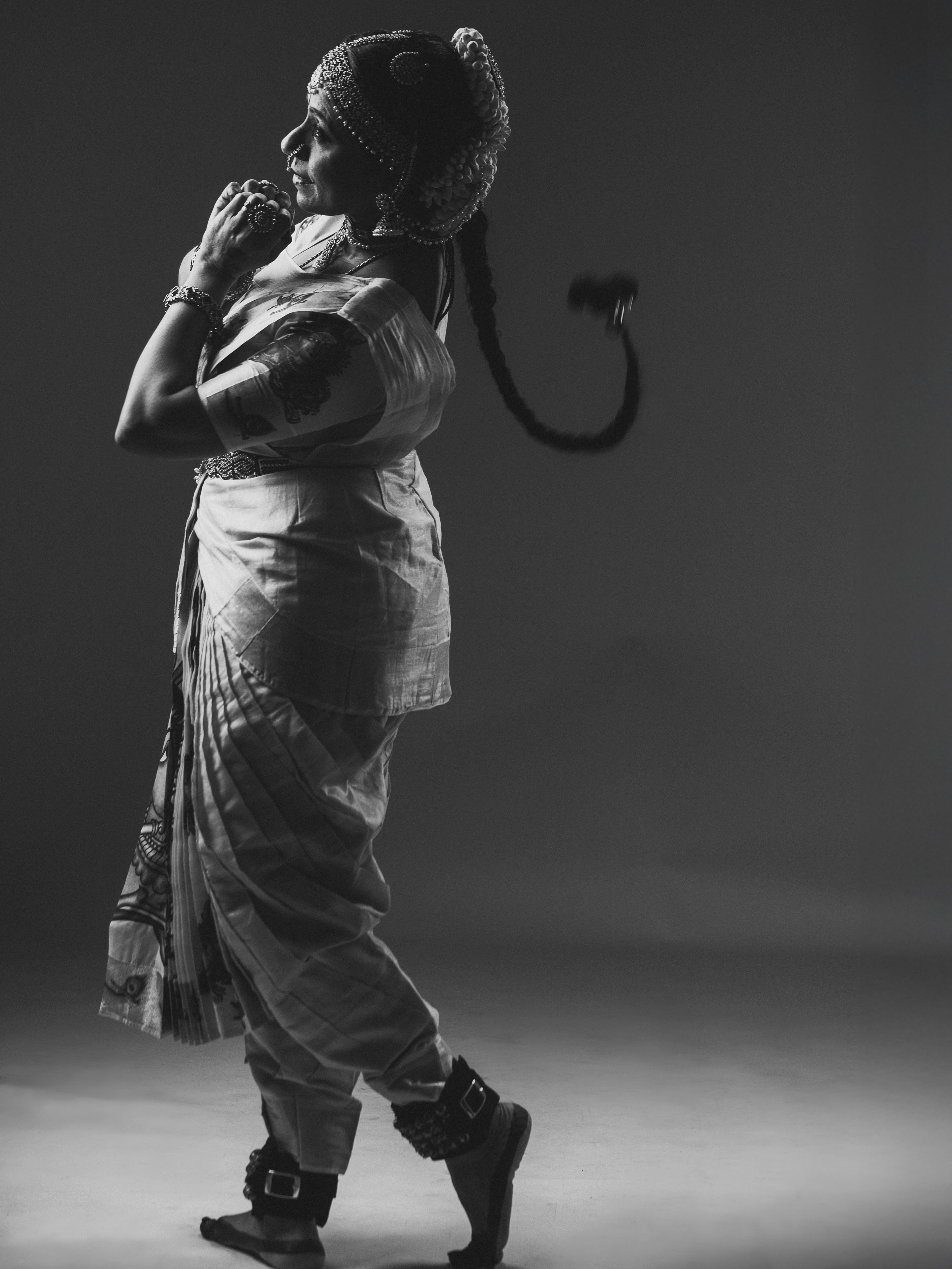 Bharathanatyam dancer in contemplative pose